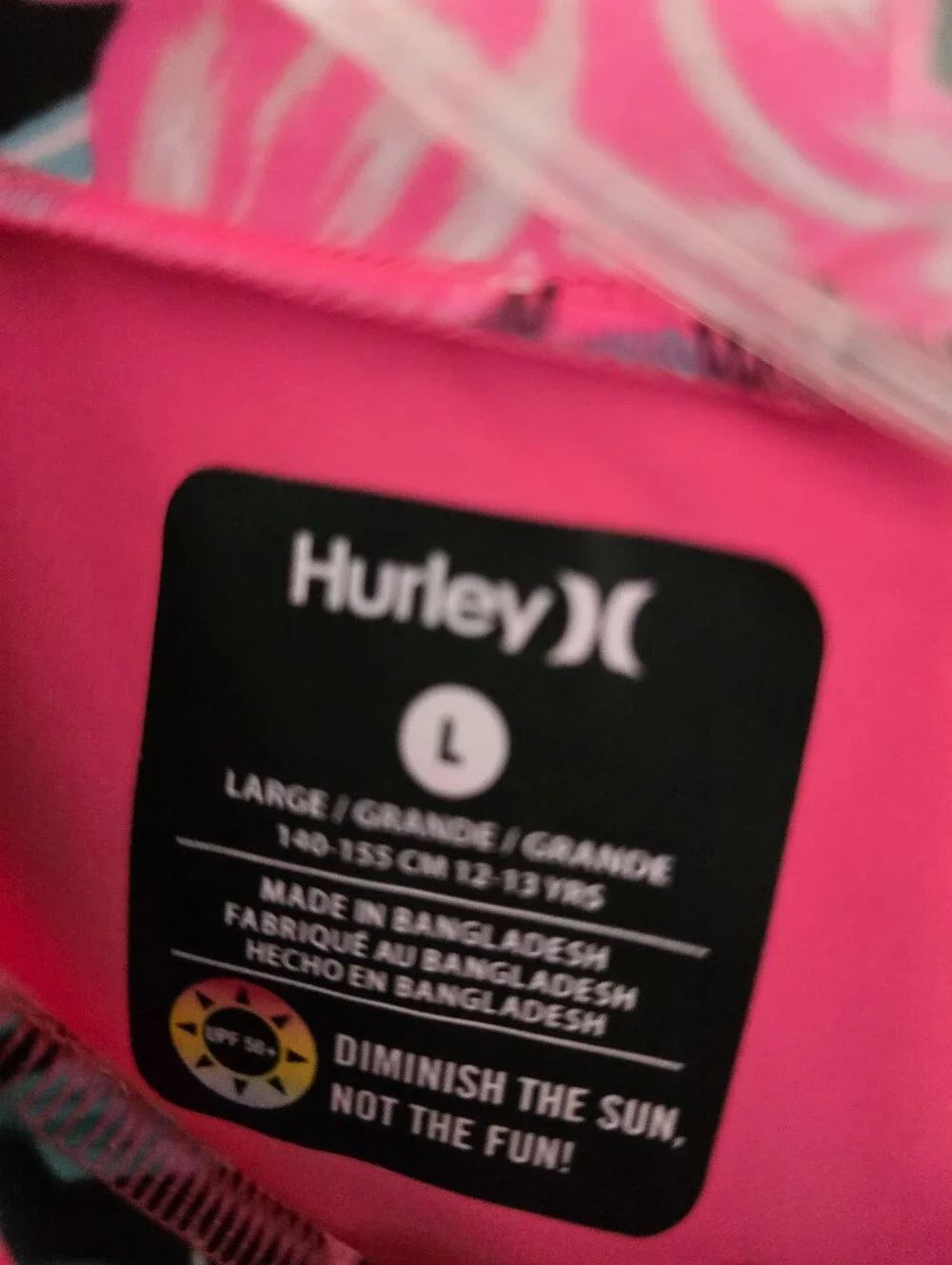 Hurley Hot Pink Floral Sleeve Rash Guard